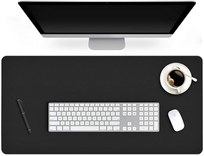 24 X 48 Inch Desk Blotter Pad on Top of Desks Waterproof PU Leather Mouse Pad Desk Writing Mat For Home Office Large Laptop Computer Gaming Under Keyboard Pad Desk Accessories for Women Men Kids Black