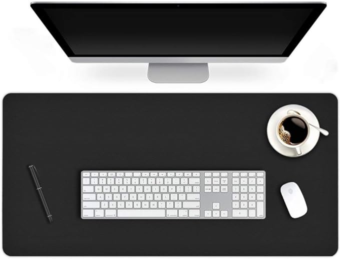 17 X 36 Inch Office Desk Pad Table Protector on Top of Desks PU Leather Desk Blotter Laptop Computer Gaming Under Keyboard Mouse Pad Waterproof Writing Mat Desktop Cover for Women Men Kids Girls Black