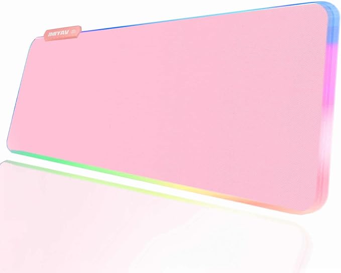 JMIYAV Pink RGB Gaming Mouse Pad 31.5x12 Inch PC XL Large Extended Glowing Led Light Up Desk Pad Non-Slip Rubber Base Computer Cute Mousepad Mat Desk Accessories Gaming Setup 31.5x12 Inch