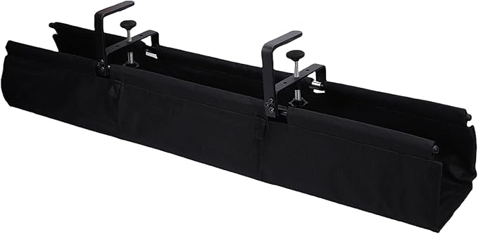 Under Desk Cable Management Tray, Oxford Fabric Cord Organizer with Drill Clamp, 36 Inch Storage Solution for Home Office and RV
