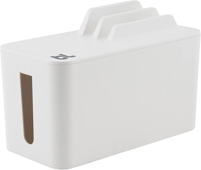 Bluelounge CableBox Mini Station White Cable and Cord Management System - Small Surge Protector Included