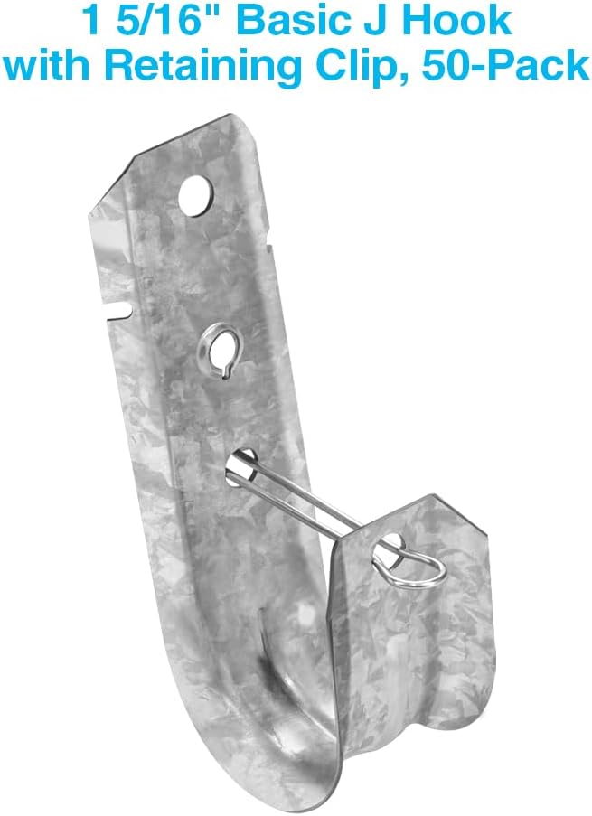 InstallerParts Cable Support Wall Mount J-Hook with Retaining Clip, 1-5/16", 50 Pcs