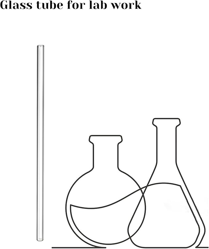 Borosilicate Glass Tubes 12 Inch Long 12mm OD 2mm Thick Clear Tubing for Glass Blowing kit, Crafting, Experiments, Borosilicate Tubing Blowing Starter Kit with 8 Tubes and 2 Brushes for Beginners