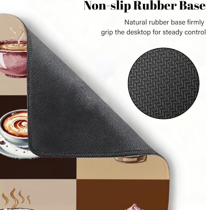 Large Mouse Pad Coffee Theme Brown Non-Slip Rubber Long Gaming Desk Mat Big Computer Keyboard Mousepad Waterproof Protector Wristing Pad for Gaming Office Home Decorative 31.5 X 11.8 Inch