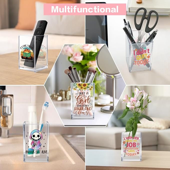 Document It Acrylic Pen Holder Cup Set 2, Cute Pencil Holder Desk Organizer, Funny Desk Accessories, Work Humor Gifts, Sarcastic Office Gifts for Women Coworkers Teachers Nurses Employees Teams