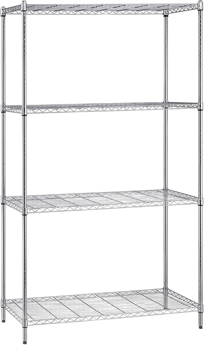 Quantum Storage Systems WR86-1236C Starter Kit for 86" High 4-Tier Wire Shelving Unit, Chrome Finish, 12" Width x 36" Length x 86" Height