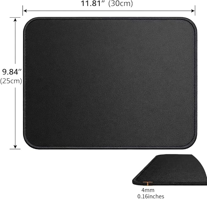 Mouse Pad | Premium PU Leather Surface with Stitched Edges | Anti-Slip Rubber Base, Easy to Clean | for Home Office, Computer Work, Writing & Daily Use (3, 11.81" L x 9.84" W(30cmL x 25cmW))