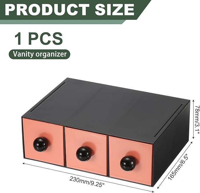 PATIKIL Small Stackable Storage Drawers, Stacking Drawers Mini Desk Bathroom Storage Organizer Cute with 3 Drawer Organizer Plastic for Desktop Office Pens Pencils Tape Charger, Dark Pink