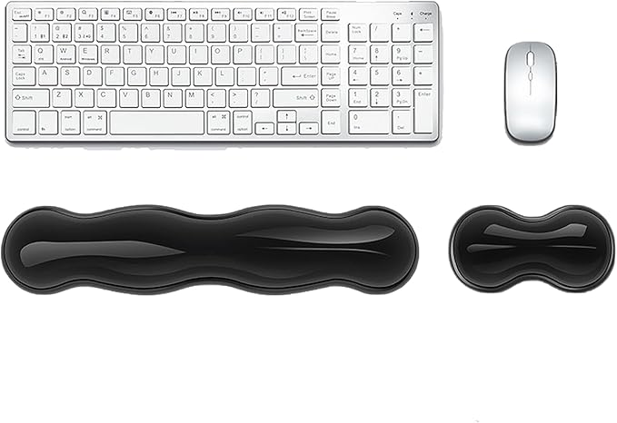 Update Gel Wrist Rest Pad for Keyboard & Mouse Set, Silicone Viscoelastic Wrist Support No Slip Pad for Pain Relief, Effortless Typing, Gaming, Computer, Laptop, Office