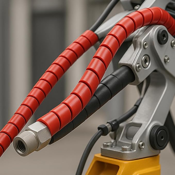 Electriduct 1.25 Inch Heavy Duty Spiral Wrap HDPE Flexible Plastic Cable Sleeve Hose Protector 10 Feet - Red