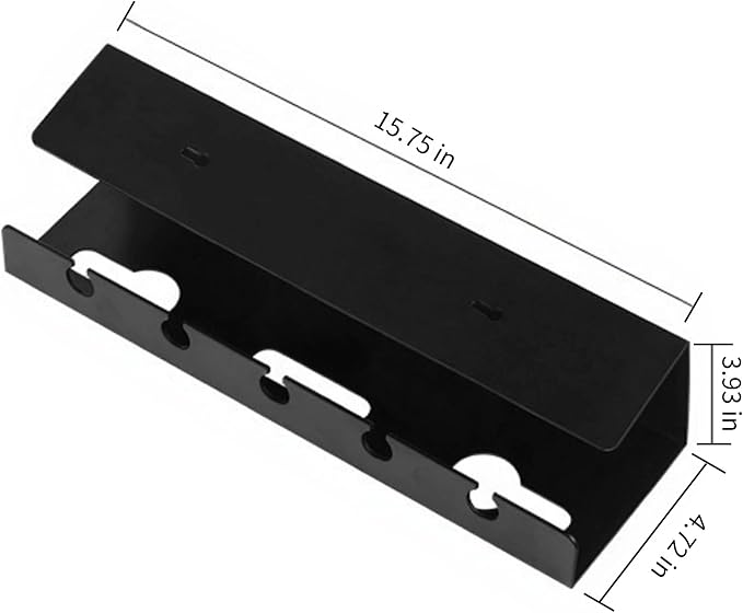 Ovanmexis Under Desk Cable Management Tray (2-Pack) with Quick-Release Mount - Snap-On Tool-Free, Includes Magnetic Cable Clips & Straps, No Drill Hidden Base for Home Office Standing Desk (Black)