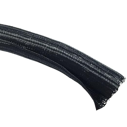 Electriduct 1.25" Hook Self Closing Sleeve Braid Wrap Around Sleeving Flame Retardant Flexible Mesh Cord Cover Cable Protector Wire Organizer - 10 Feet - Black