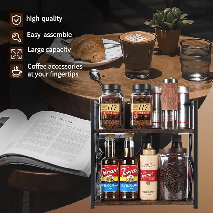 Office Desk Shelf Organizer, Wood Desktop Bookshelf Supplies Storage Rack, Shelf for Top of Desk and Dresser and Cubicle Decor Aesthetic Bookshelf (Black, Small 12.9" Lx6.3 Wx10.2 H)