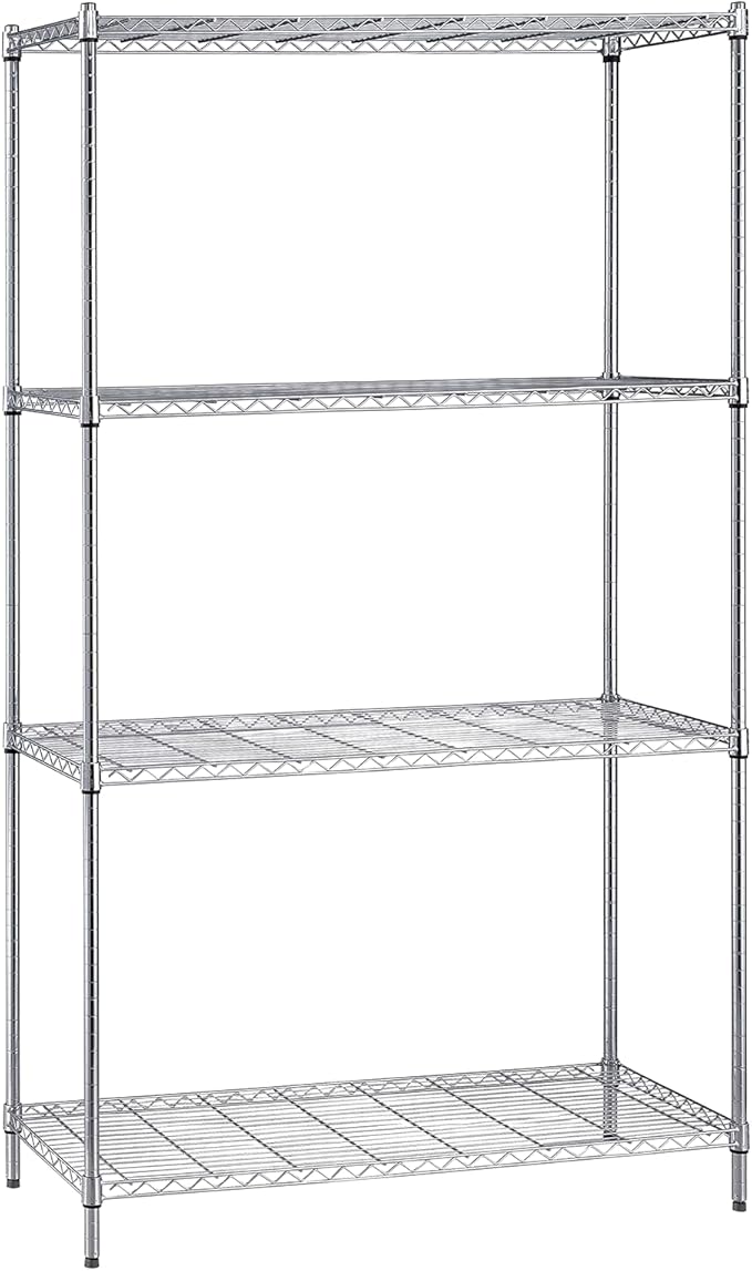 Quantum Storage Systems WR74-1242C Starter Kit for 74' High 4-Tier Wire Shelving Unit, Chrome Finish, 12' Width x 42' Length x 74' Height