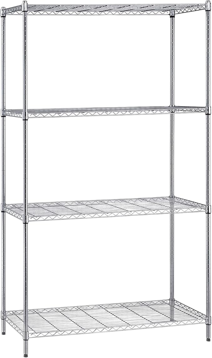 Quantum Storage Systems WR74-2442C Starter Kit for 74' High 4-Tier Wire Shelving Unit, Chrome Finish, 24' Width x 42' Length x 74' Height