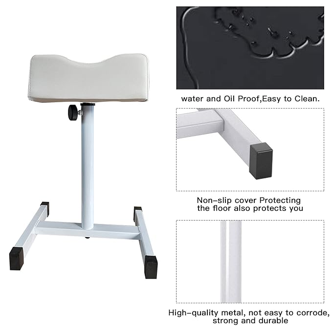CHAOEEMY Pedicure Foot Rest,Adjustable Height Pedicure Stool,Pedicure Stand for Home Salon,Tattoo,Nail Tech(White)