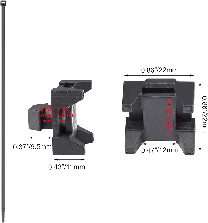 25 Pieces Plastic Cable Zip Tie Mounting Blocks, Drop-In Base Mounts for 15 or 40 Series Aluminum T-Slot Extruded Profiles Wire Management