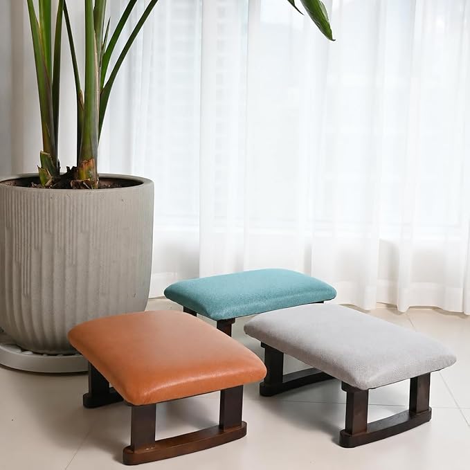 Small recrangle footstools footrest (Turquoise/Blue)