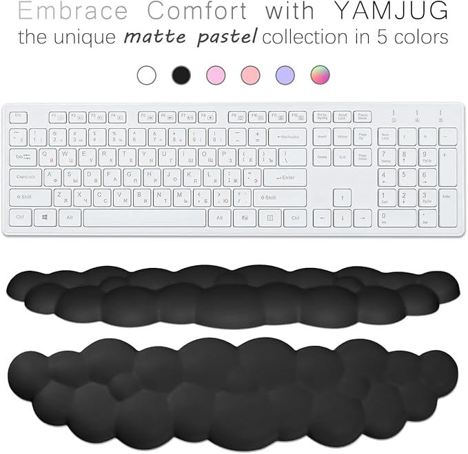 Cloud Wrist Rest Keyboard Palm Rest with Non-Slip Base for Computer Gaming Wrist Rest, YAMJUG Cloud Arm Rest Keyboard Wrist Pad Black