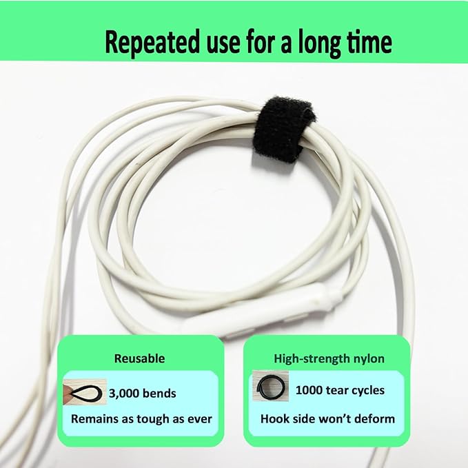 Patu Reusable Fastening Charging Cable Ties - 30 Pcs 2 Inch Slotted Microfiber Cloth Hook and Loop Cord Management Wire Organizer Straps, Black