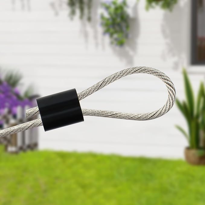Antrader Aluminum Crimping Loop Sleeve,1/8" Cable Crimps Wire Ferrules for Crimping Wire Rope Cable,50Pcs,Black (M3)