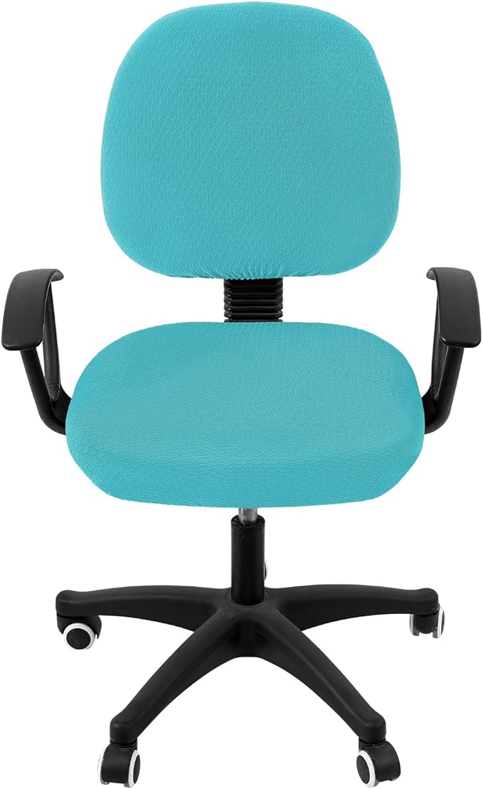 Smiry Stretch Jacquard Office Computer Chair Covers, Removable Washable Universal Desk Rotating Chair Slipcovers Protector, Seat + Backrest Cover, Aqua