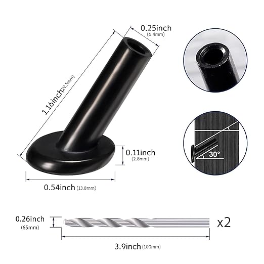 40 Pack 30 Degree Angle Protective Sleeves, Black Cable Railing Stair Protector Sleeve Beveled for 1/8" Wire Rope, T316 Marine Grade Cable Railing Kit with Two Drill Bit for Wood Posts HF039B
