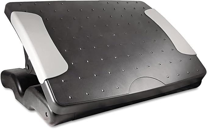 Kantek Ergonomic Adjustable Height Under Desk Footrest, 4 Height Setting, Adjustable Tilt Angle, Supports Legs to Enhance Comfort and Relieve Muscle Fatigue