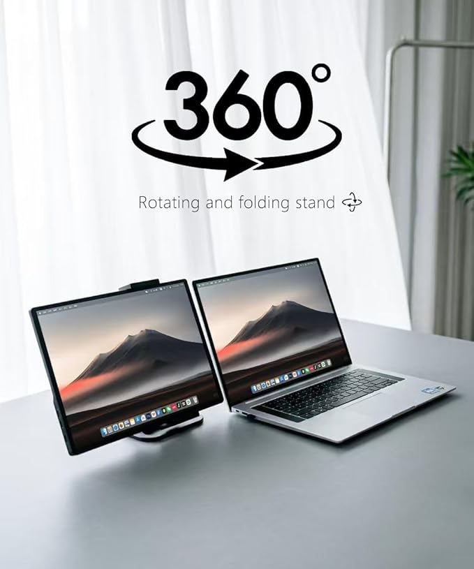 Portable Monitor Stand for Desk, Extra Tall Adjustable Tablet Holder (Max 40cm-17 Height), Aluminum 360° Swivel Arm Mount for 6-17" Screens, Fits 12.9 inch iPad Pro/16 inch Portable Displays