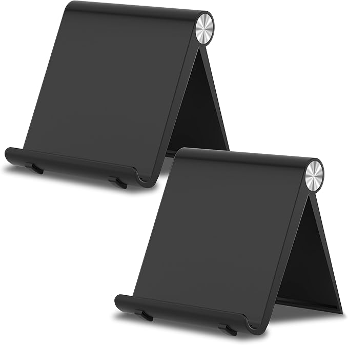 Cell Phone Foldable Stand for Desk, Portable Cell Phone Holder, Adjustable Tablet Dock, Office Desk Accessories for iPhone 17 16 15 14 13 Pro Max Air, Galaxy S25, S24, Black&Black