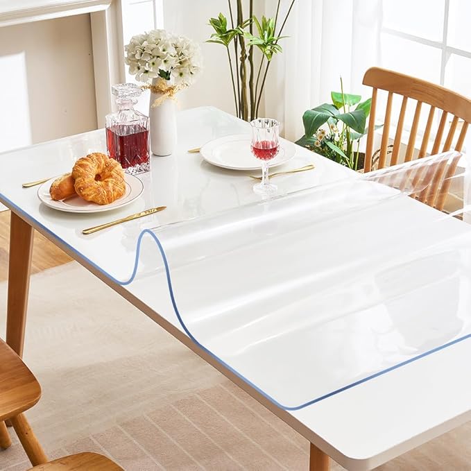 12x18 Inch Clear Desk Cover Protector 1.5mm Thick Plastic Desk Pad Mat PVC Table Cover Tablecloth Protector for Office Computer Writing Desk Side Table End Table Night Stand Dresser Water Heat Proof