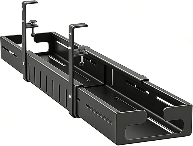 Not Drilling Installation Cable Holder Perfect for Desk with Large Capacity to Store Power Strips and Hide Wire Neatly Unraveled Cable Tray