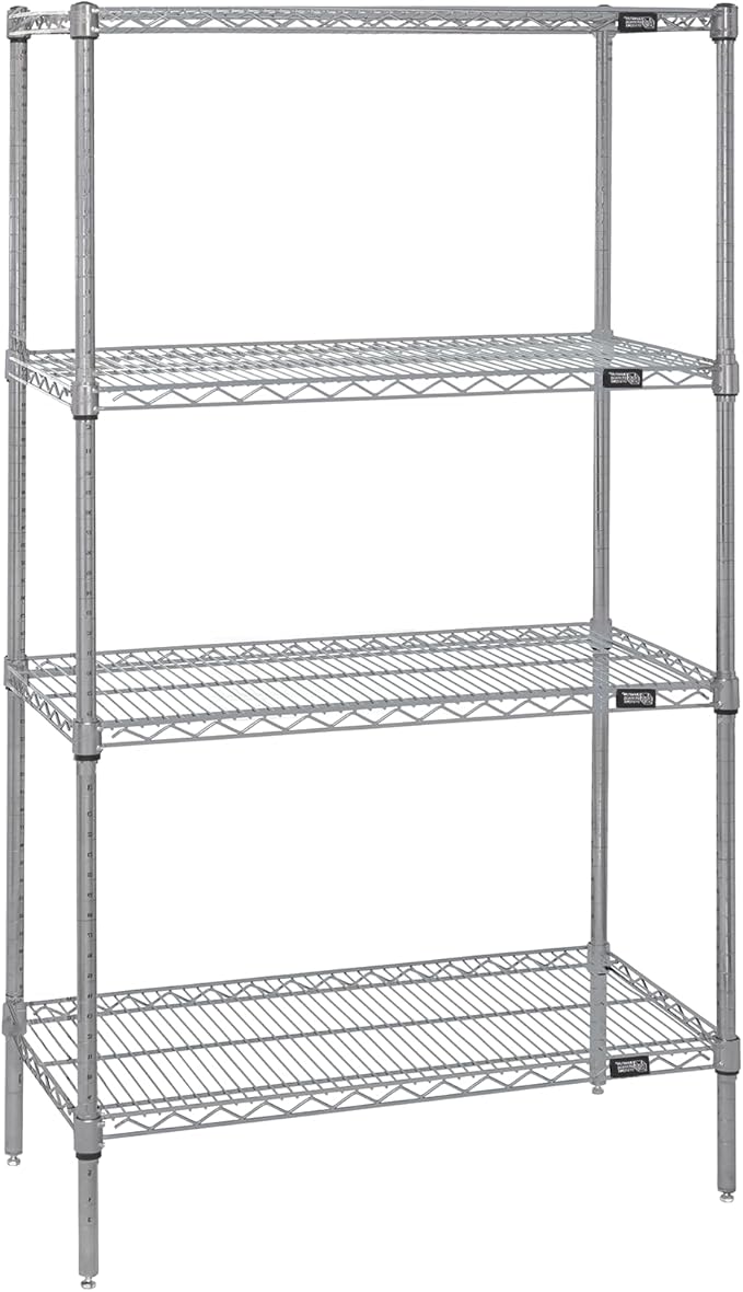 Quantum Storage Systems WR74-1272S Starter Kit Wire Shelves Stainless Steel 4 Shelves 74" H x 72" W x 12" D
