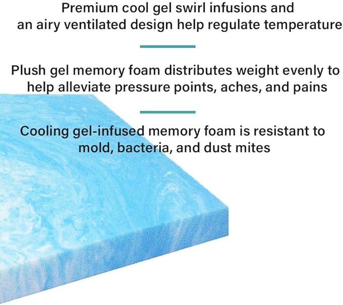 Foamma 2" x 18" x 18" Cooling Gel-Infused Memory Foam Cushion, Square Seat Replacement Padding, Chair Foam for Dining Chairs and Wheelchair Cushion Replacement