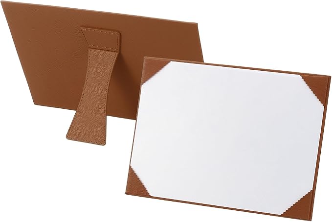 PATIKIL 8.5x11 Certificate Holder with Stand, Single-Sided Document Holders Horizontal for Award Diploma Graduation Achievement Business License, Brown