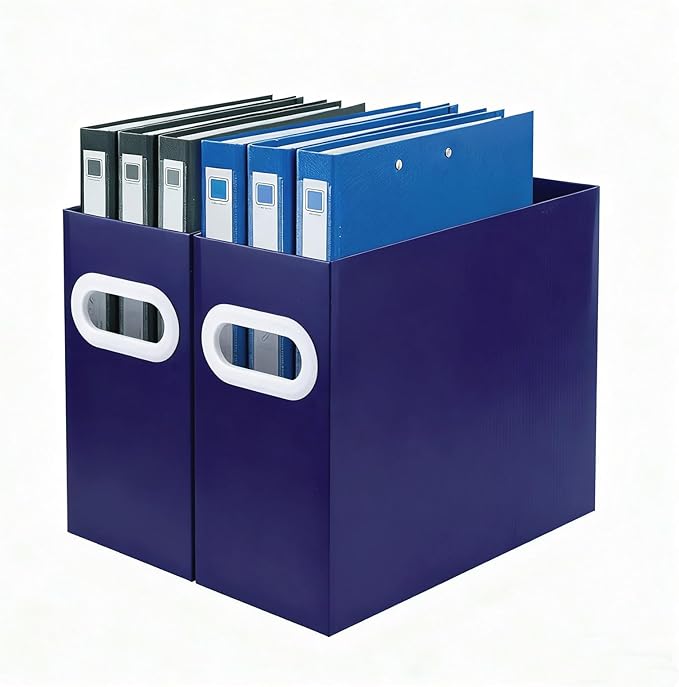 Purple Cardboard File Organizer, Storage Box for Hanging File Folders Letter Size, Portable Document Organizer with Handle for Home, School, or Office