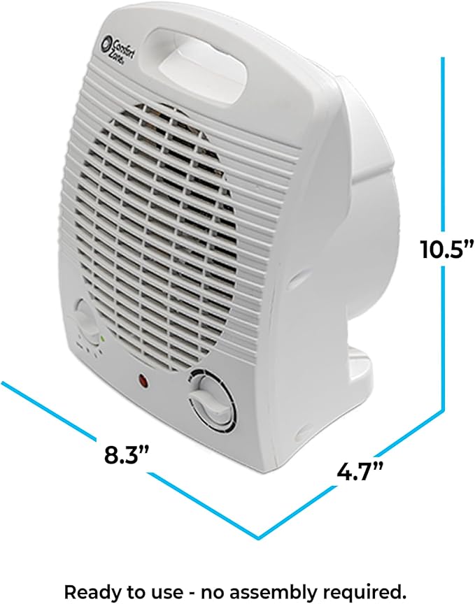 Comfort Zone Personal Space Heater – Energy Efficient 1500W Electric Heater with Adjustable Thermostat, 3 Heat Settings & Energy Save Mode – Portable, Tip-Over & Overheat Protection for Home & Office