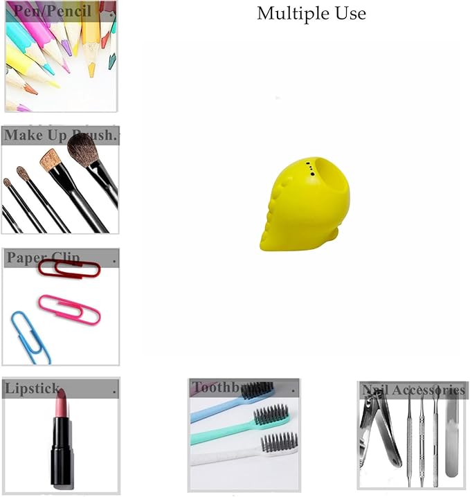 Cute Small Pen Pencil Holder, Kawaii Resin Cat Dog Dinosaur Rabbit Animal Paper Clip Toothbrush Mini Storage Organizer Office Desk Decorations