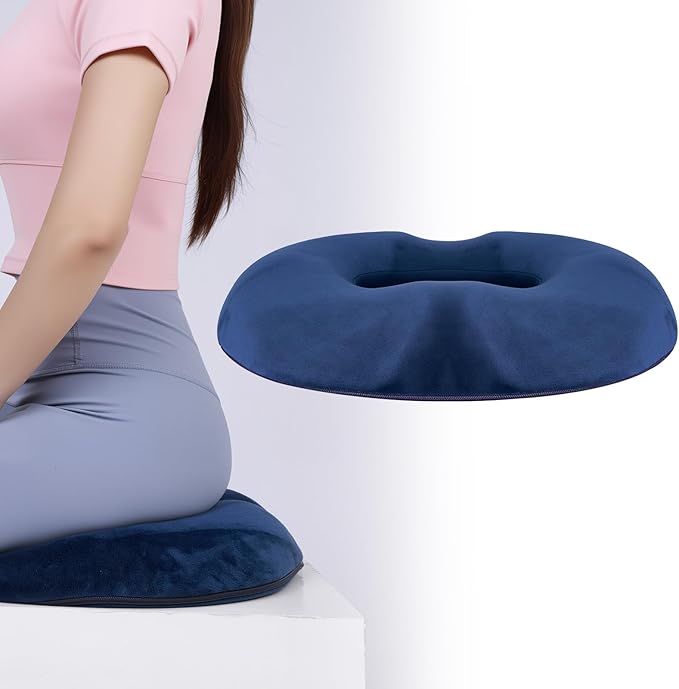 Donut Pillow for Tailbone Pain and Hemorrhoid, Memory Foam Butt Donut Seat Cushion with Hole, Pelvis Pressure Relief Cushion for Coccyx, Sciatica, Postpartum, Long Sitting Office Chair