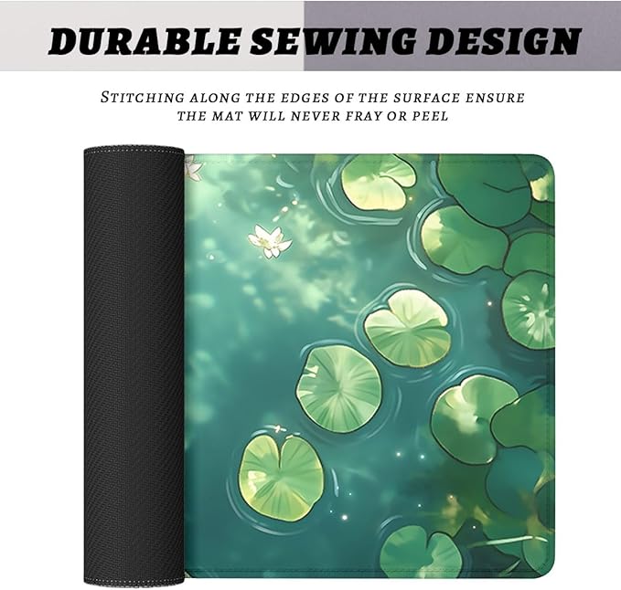 Pond Water Lily Gaming Mouse Pad Green Dream Surface Water Lily Extended Keyboard Mouse Mat for Computer Office, Big Laptop Mouse pad, Gaming Pc 31.5x11.8 in
