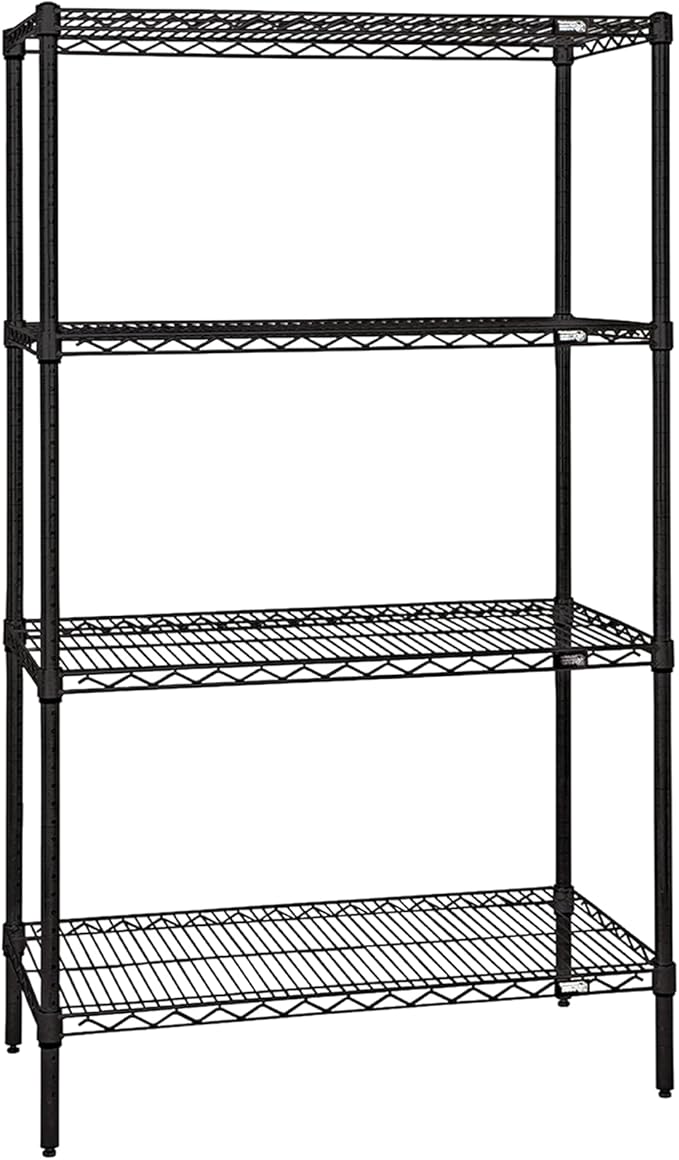 Quantum Storage Systems WR86-1860BK Starter Kit Wire Shelves Black Epoxy 4 Shelves 86" H x 60" W x 18" D