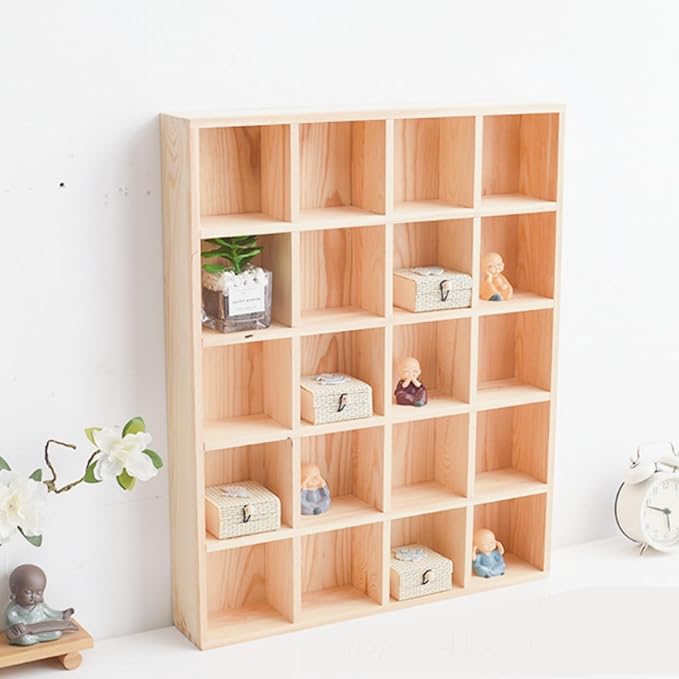 1 Pcs 13.4''x10.6''x2'' Wooden Storage Divider Box Showcase Display Box Organization Tabletop Box Tray Display Holder with 20 Compartments for Home Craft Office Kitchen Storage