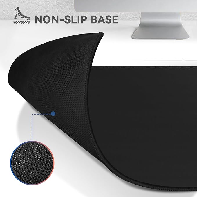 Gaming Mouse Pad Big Mousepad with Non-Slip Rubber Base, 31.5 x 11.8 in XL Large Computer Mat for Gaming Home Office, Long Keyboard Pad Black Mouse Mat for Computer with Stitched Edges, Black