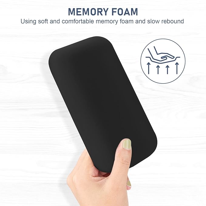 Leolee Elbow Rest Pads for Desk, Black Ergonomic Arm Rest Pads with Memory Foam & Non-Slip Base, Armrest Cushion Support Pad Relieve Elbow and Wrist Pain for Computer, Office, 1 Pack