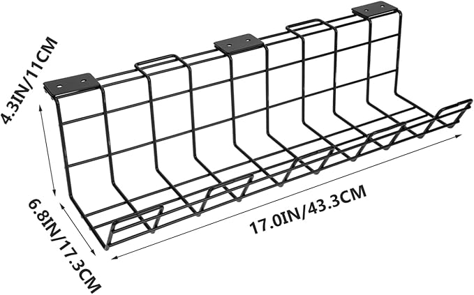 Angoily Desk Cable Management Tray Metal Wire Organizer for Office and Home No Drill Required Easy Installation Suitable for Computer Router and Power Strips