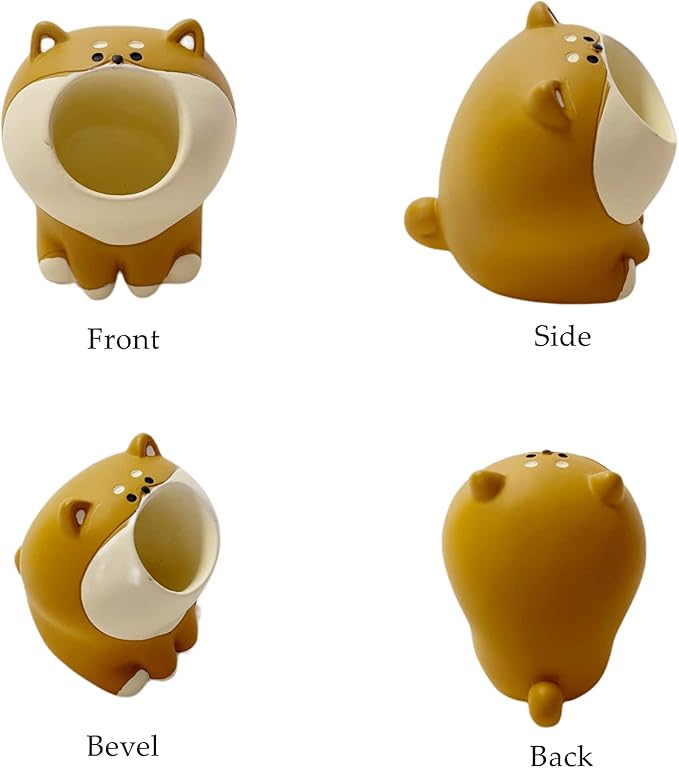Cute Small Pen Pencil Holder, Kawaii Resin Cat Dog Dinosaur Rabbit Animal Paper Clip Toothbrush Mini Storage Organizer Office Desk Decorations