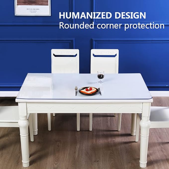 Wood Wooden Furniture Screen Protector Coffee End Dining Room Vinyl Table Cover Cloth Protection Pad Water Resistant Wipeable Glass Desk Top Cover Mat Wipeable Easy Clean PVC 42x86" Trim for 84" or 82