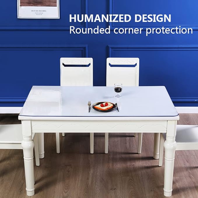 20x48 inch Dining Room Table Protector PVC Clear Tablecloths Plastic PVC Tablelcloth Desk Pad Mat Wooden Furniture Coffee Glass End Side Table Cloth Table Top Protection Cover Waterproof Rectangular