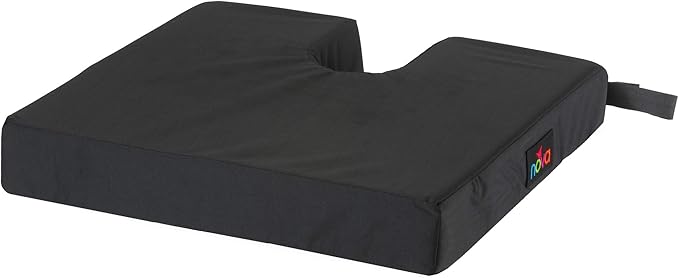 NOVA Medical Products Coccyx Gel Memory Foam Seat & Wheelchair Cushion in 4 Sizes, Comfortable on the Tailbone Cushion with Removable Water Resistant Cover, 3” Thick Gel Memory Foam Seat Pad with Attachment Straps, Black, 3" x 18" x 16" (2603C-3-1816)