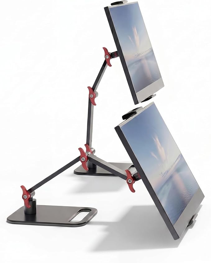 Vertical Portable Monitor Stand, Upgrade Knob Adjustment Portable Monitor Holder for 15.6 17.3 18.5 Inch Screen, Ergonomic Travel Monitor Mount, Tablet Stand for iPad 12.9‘’